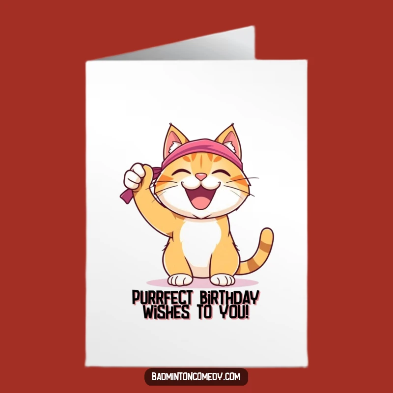 Free Printable Cat Badminton Birthday Card - Joyful, Sweaty, Funny Gift!
