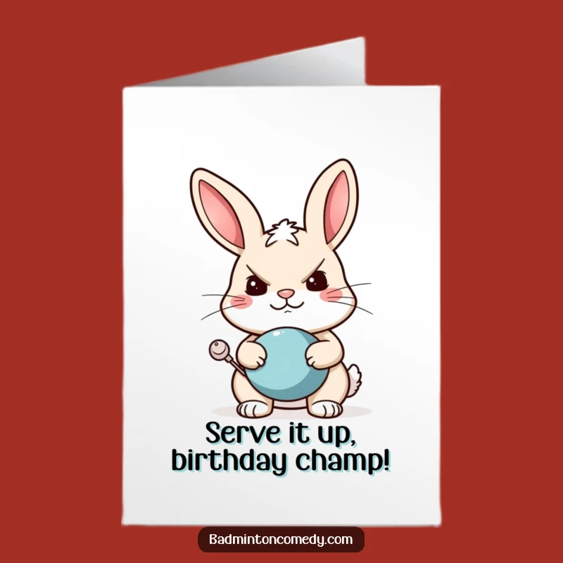 Free Printable Birthday Card: Funny Tennis Rabbit for Sporty Celebrations