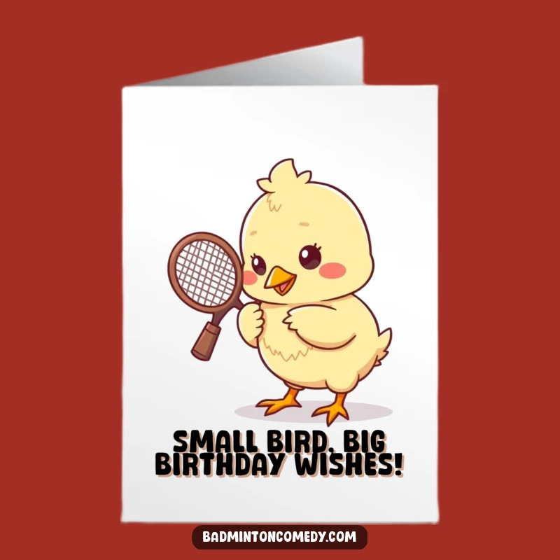 Free Printable Funny Birthday Card: Cute Chick Badminton Player - Downloadable Gift