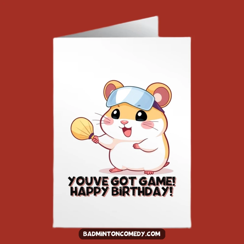Free Printable Birthday Card: Hamster Tennis Pro - Humorous Birthday Downloadable Gift!