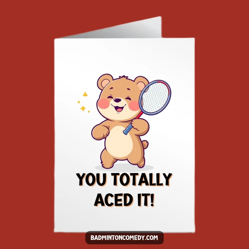 Free Printable Bear Badminton Champ Congratulations Card - Funny Downloadable Gift