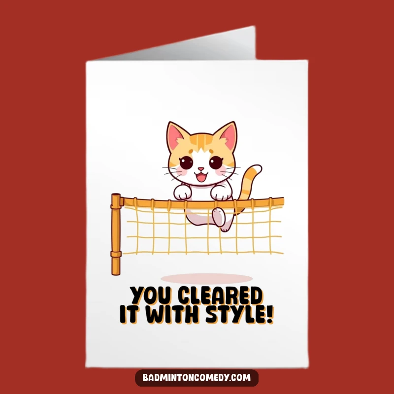 Free Printable Congrats Card: Agile Cat Jump Humorous Downloadable Gift