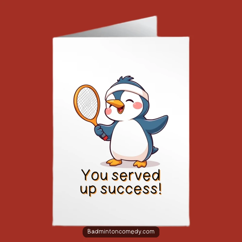 Free Printable Congrats Card: Penguin Tennis Champ for a Funny Downloadable Celebration