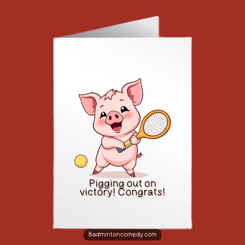 Free Printable Congrats Card: Piglet's Winning Shot - Funny Celebration!