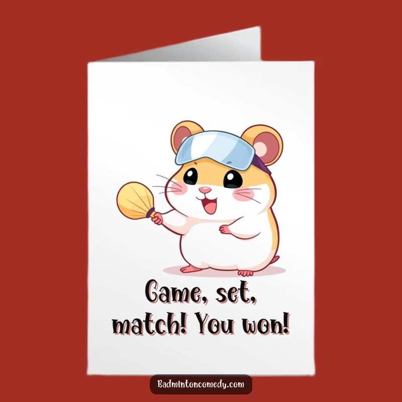 Free Printable Congratulations Card: Hamster Serving Ace - Humorous Win Downloadable Gift!