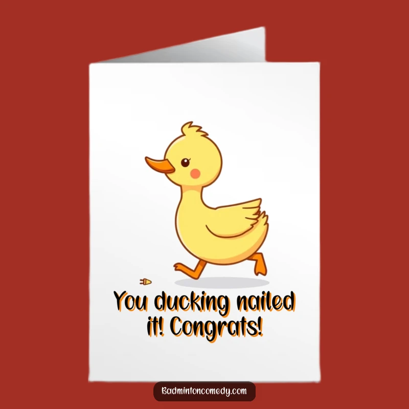Free Printable Congratulations Card: Waddle Duck Racquet Win Downloadable Gift
