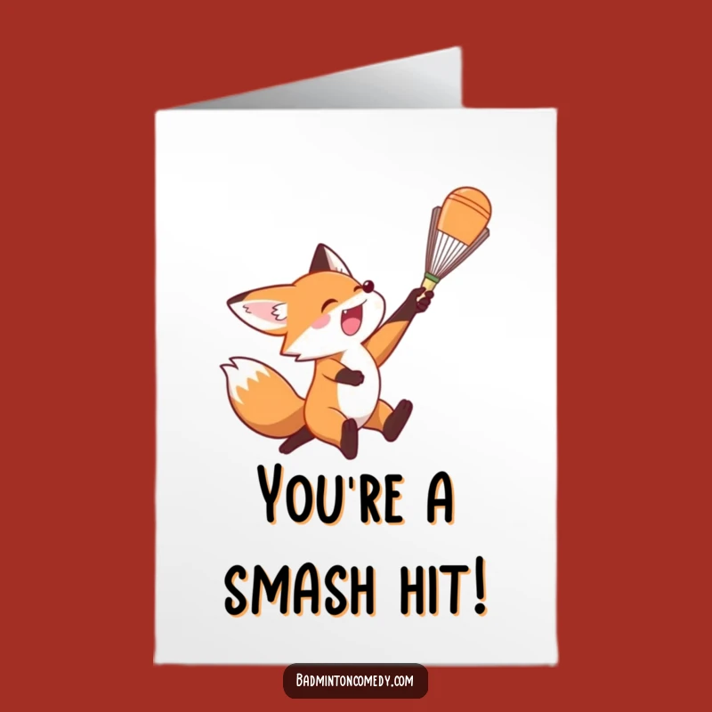 Free Printable Fox Badminton Congrats Card - Overhead Smash! Funny Downloadable.
