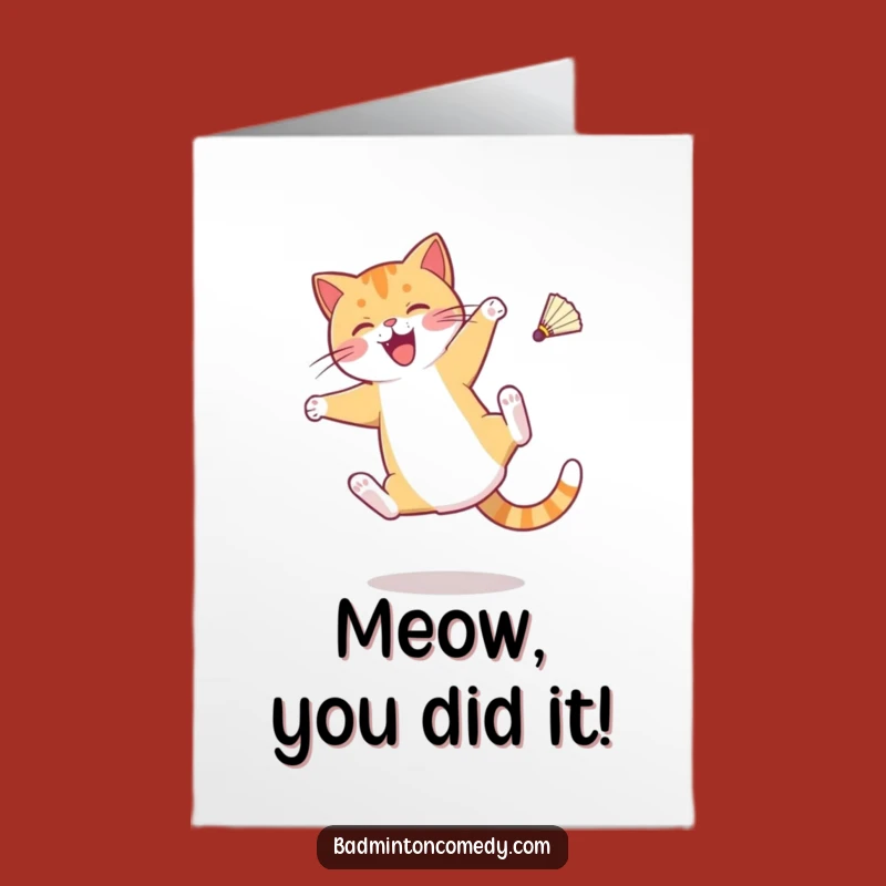 Free Printable Congrats Cat Card: Cartwheel Champ, Downloadable Celebration