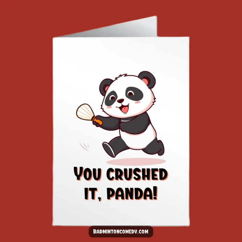Free Printable Panda Congrats Card: Funny Badminton Win Downloadable