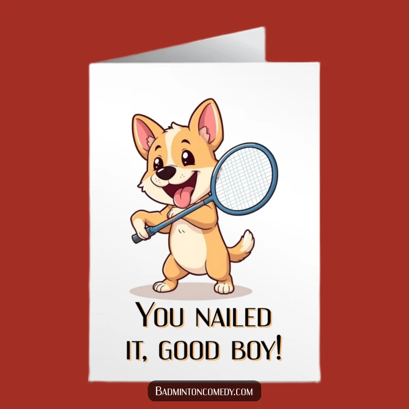 Free Printable Dog Badminton Congrats Card: Hilarious Victory Cheer Downloadable
