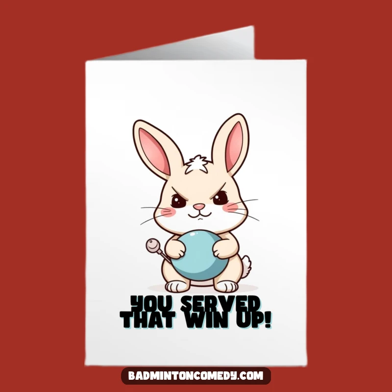 Free Printable Card: Funny Tennis Rabbit Wins Your Congratulations!