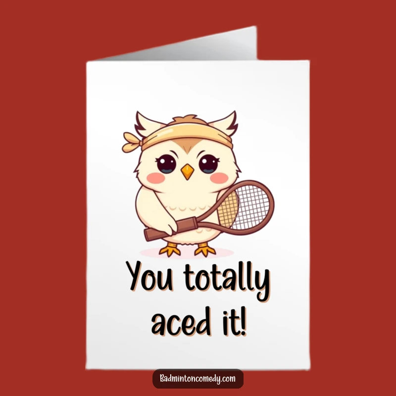 Free Printable Owl Congrats Card: Funny Tennis Champ, Downloadable Celebration Gift