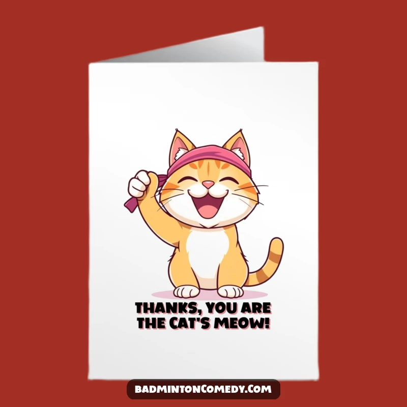 Free Printable Cat Badminton Thank You Card - Joyful, Funny Downloadable Gift!