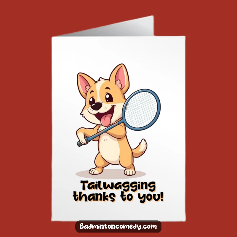 Free Printable Dog Badminton Thank You Card: Playful Pup Downloadable Greeting