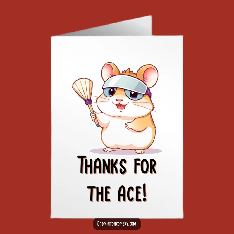 Free Printable Hamster Thank You Card: Funny Shuttlecock Serve Downloadable
