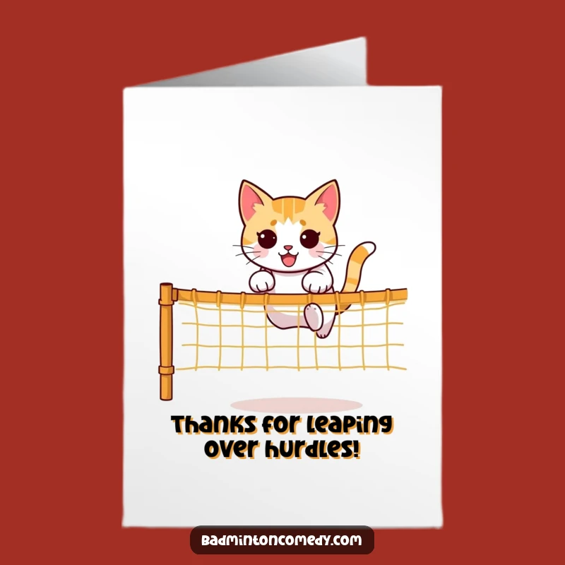 Free Printable Thank You Card: Agile Cat Jump Humorous Downloadable Gift