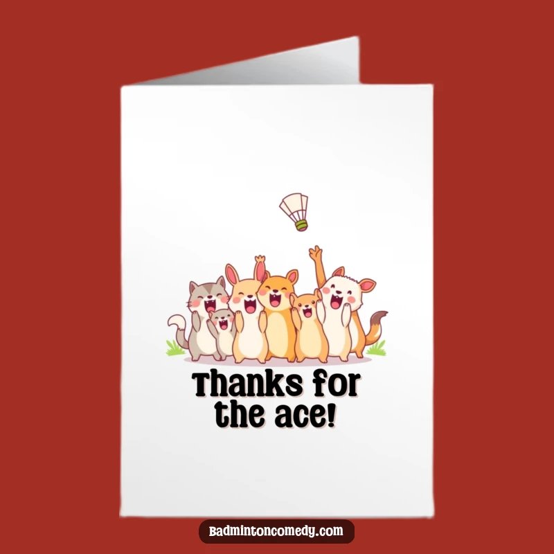 Free Printable Thank You Card: Animals Cheer Shuttlecock Excellence, Downloadable Gift