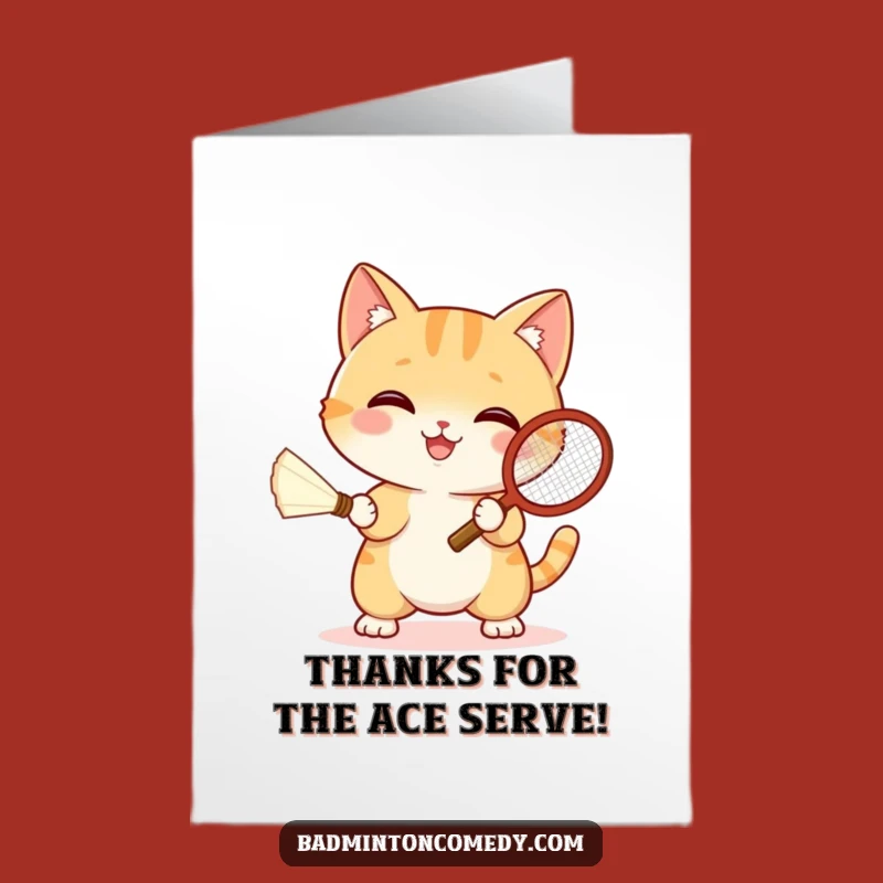 Free Printable Thank You Card: Funny Cat Tennis Star - Humorous Gratitude Downloadable Gift!