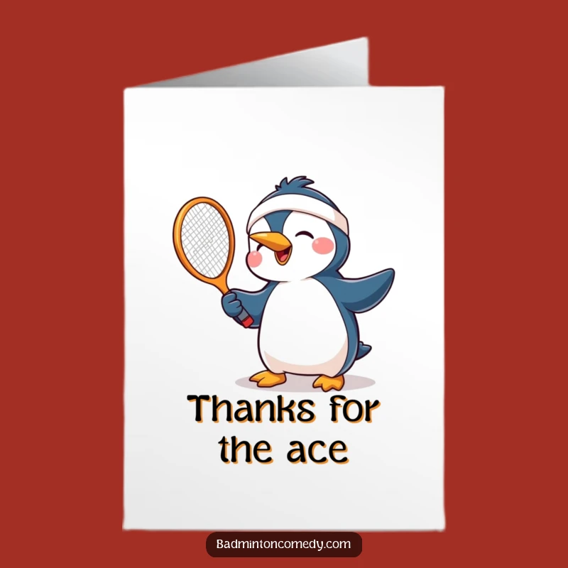 Free Printable Thank You Card: Penguin Tennis Star for a Grateful, Funny Downloadable Note