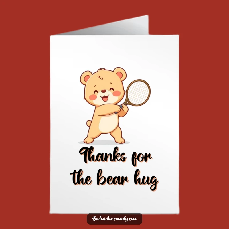 Free Printable Thank You Card: Winning Bear Cub Tennis Star for a Funny Downloadable Thanks