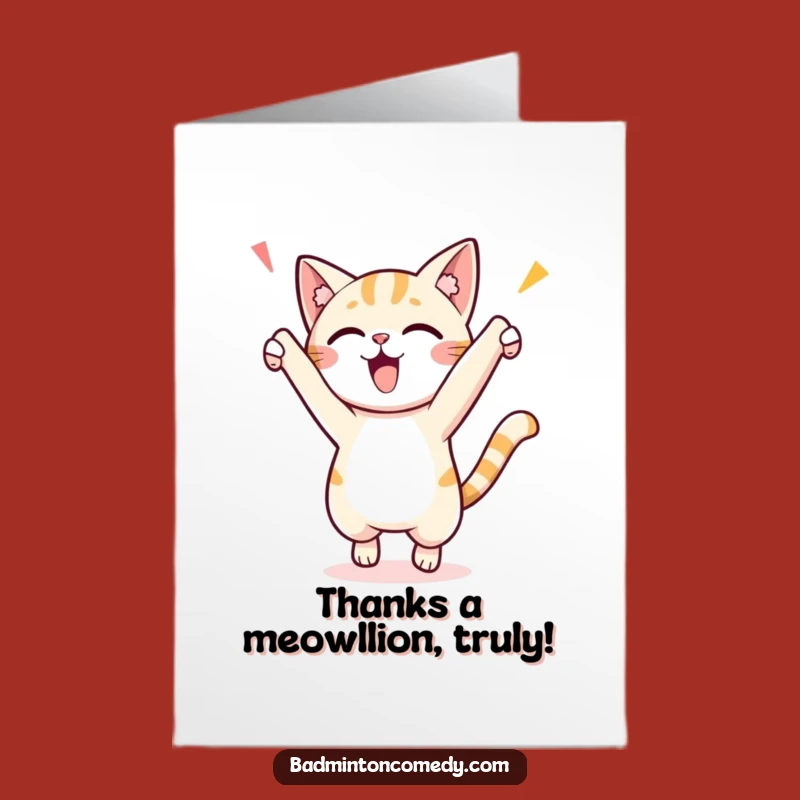 Free Printable Thank You Card: Humorous Cat Celebration Downloadable Funny Gift