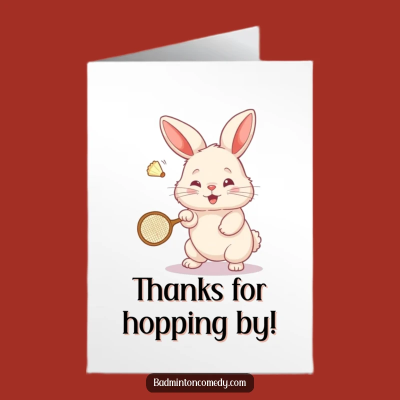 Free Printable Bunny Badminton Thank You Card: Adorable and Funny Downloadable Gift