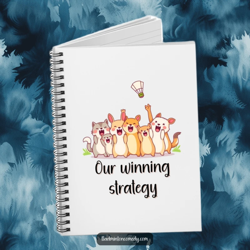 Funny Notebook: Animals enthusiastically cheering for a shuttlecock, perfect for jotting down notes with a dose of humor.