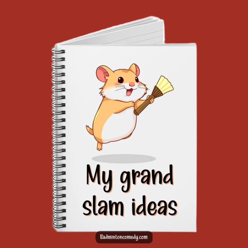Funny Hamster Badminton Journal - Determined Tiny Racket Notebook Gift