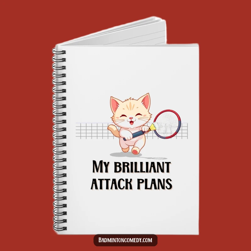 Funny Kitten Badminton Journal - Playful Cat Court Notes Gift
