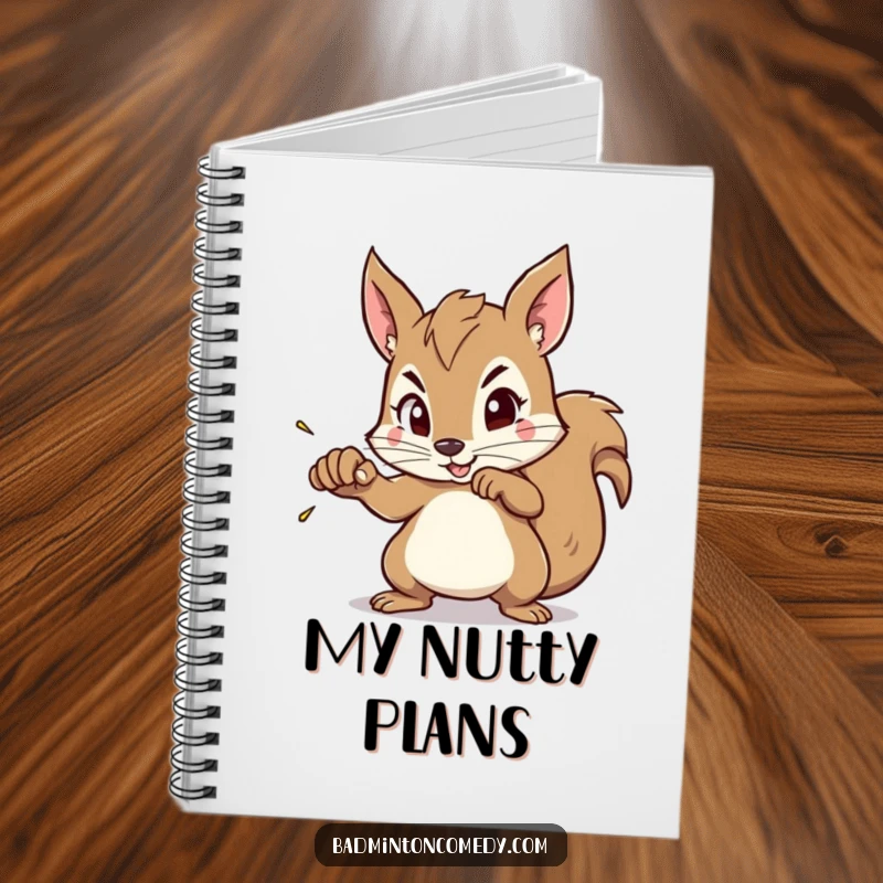 Funny Squirrel Focus Notebook: A squirrel with a determined expression intensely focuses on aiming its racket for a powerful smash.