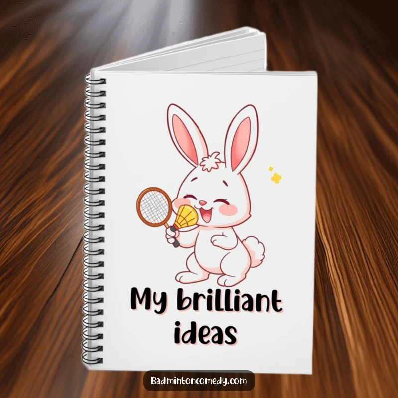 Funny Bunny Notebook: A lined notebook with a funny illustration of a bunny hilariously smacking a badminton shuttlecock with its nose.