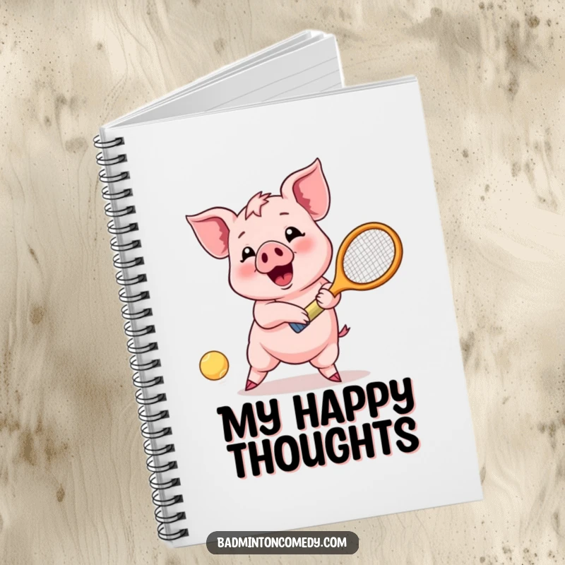 Funny Piglet Joy Notebook: A happy piglet with a racket enthusiastically returns a shuttlecock shot, perfect for capturing ideas.