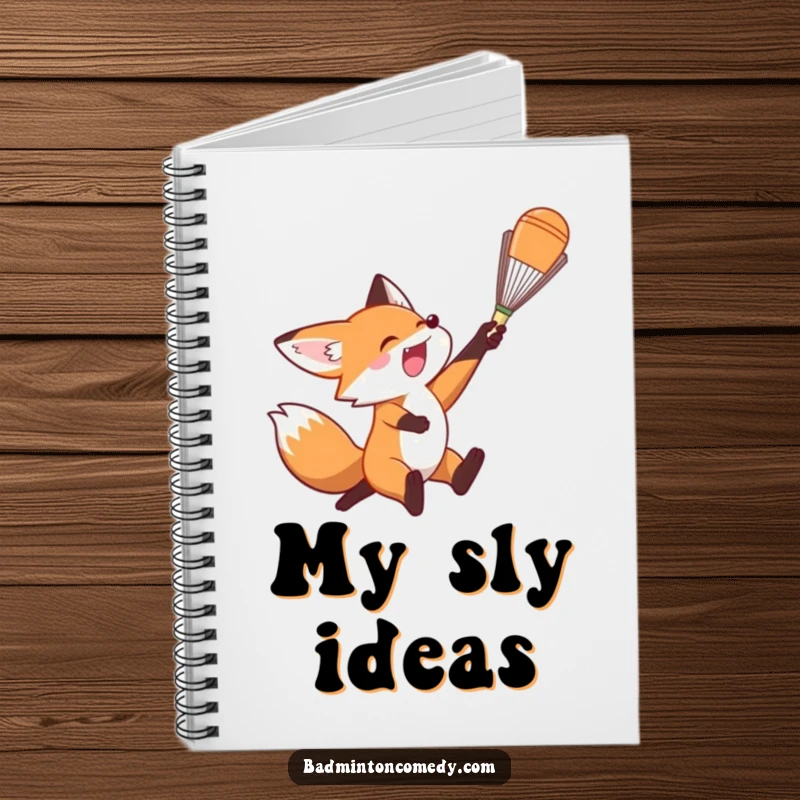 Funny Fox Notebook: A lined notebook with an illustration of a fox executing a badminton smash.