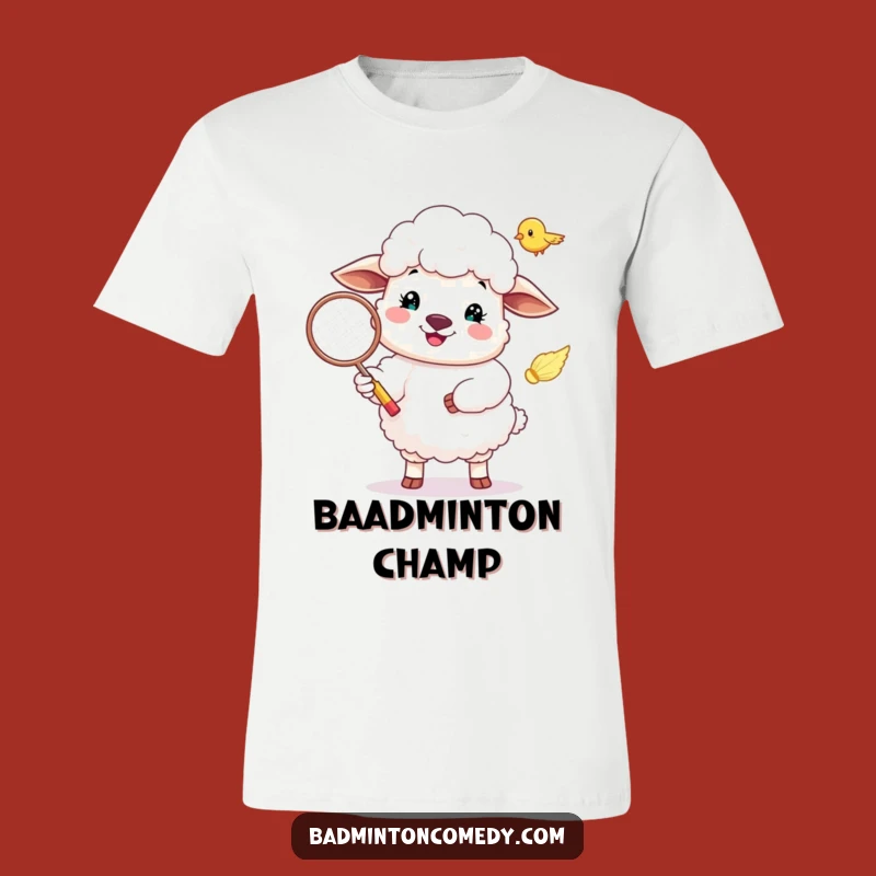 Funny Sheep Badminton Serve T-Shirt: Happy Ewe Racquet Sport Tee