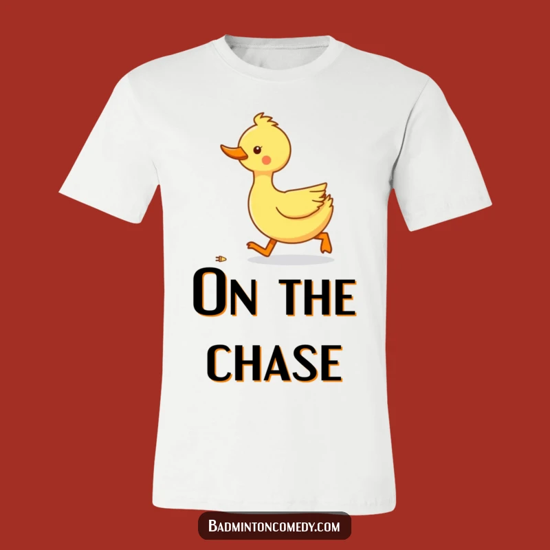 Funny Duck Badminton T-Shirt - Hilarious Shuttlecock Chase Tee for Gift