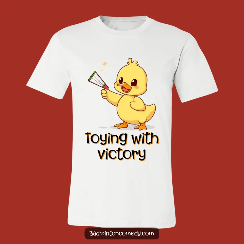 Funny Duck Toy T-Shirt - Whimsical Badminton Player Tee for Gifts