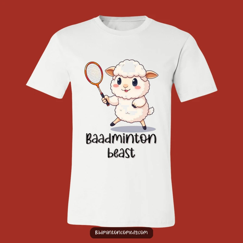 Funny Sheep Badminton T-Shirt: Determined Ewe Playing Shuttlecock, Hilarious Tee