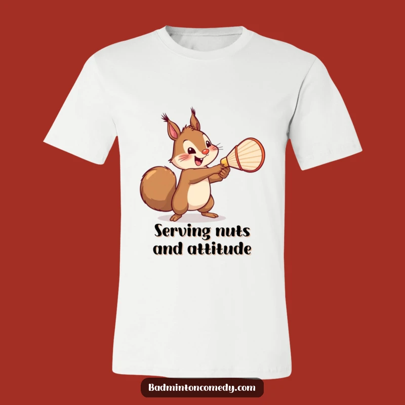Funny Squirrel Badminton Power T-Shirt - Cheerful Mighty Swing Gift