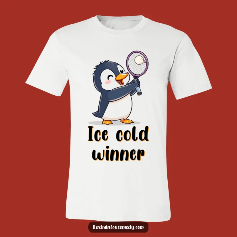 Funny Penguin Badminton T-Shirt: Lunging Bird Smash - Awesome Gift!