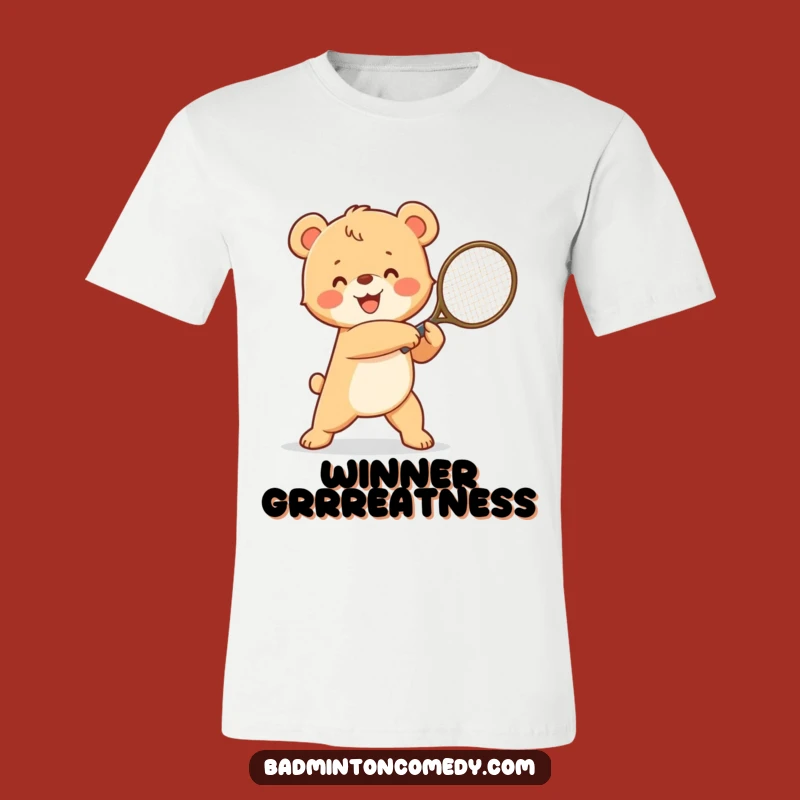 Funny Bear Cub Racket Victory T-Shirt: Humorous Tennis Player Tee Gift