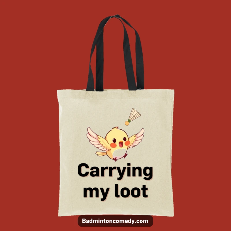 Funny Bird Badminton Tote Bag - Tiny Flutter Carry-All & Humor Gift