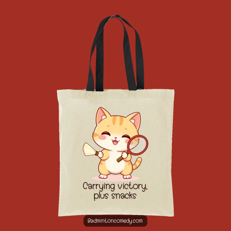 Funny Cat Badminton Tote Bag: Carry Your Gear with Shuttlecock Charm