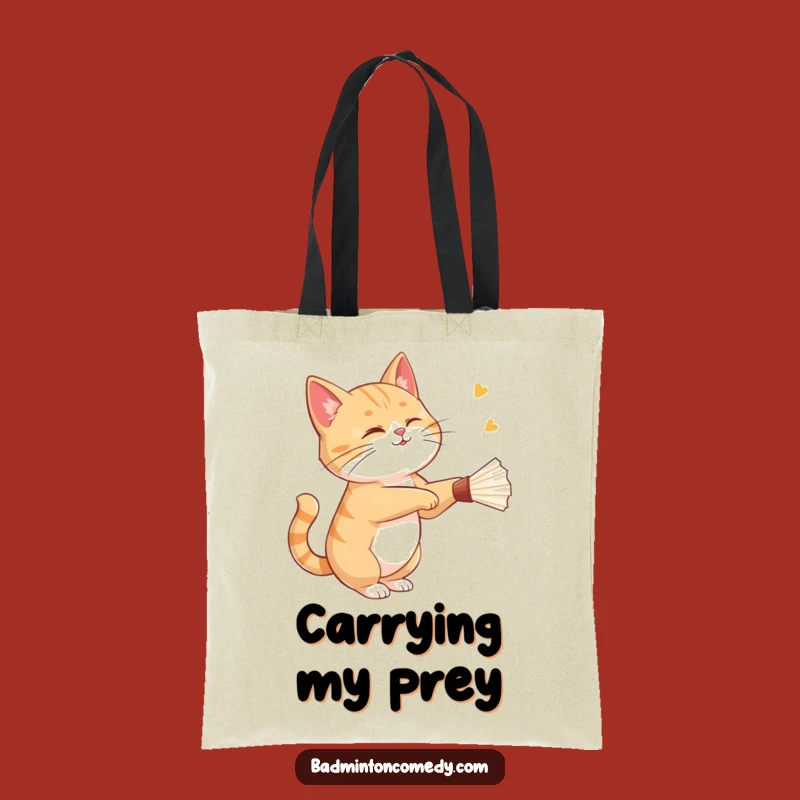Funny Cat Badminton Tote Bag: Sly Feline Shuttlecock Carryall, Perfect Humorous Gift