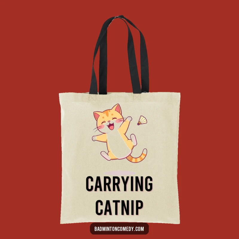 Funny Cat Badminton Tote Bag: Spacious Cartwheel Carryall, Great Funny Gift for Cat Moms
