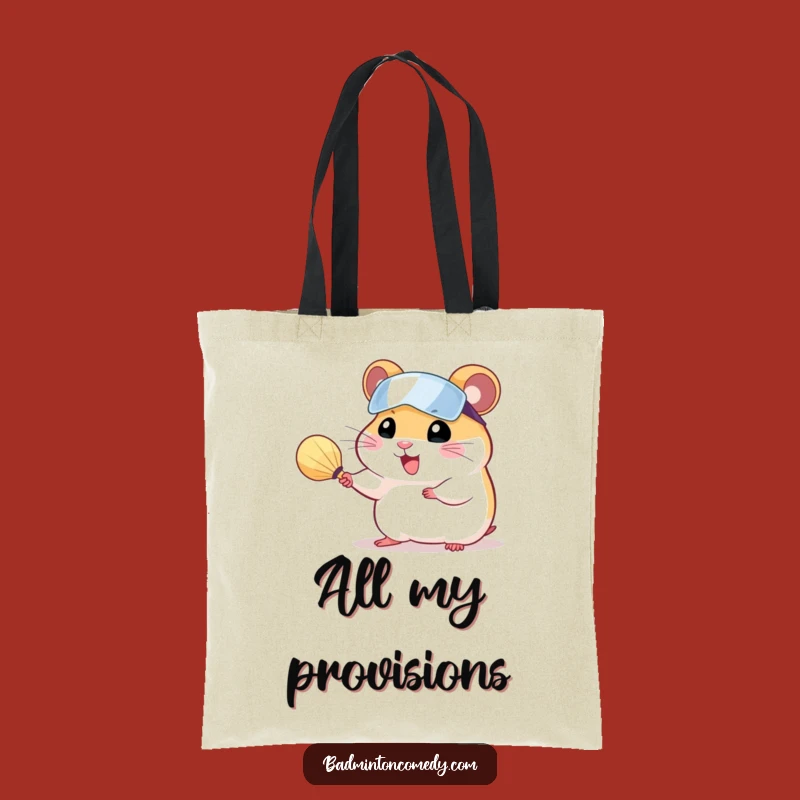 Funny Hamster Badminton Tote Bag: Carry Your Gear with Rodent Charm