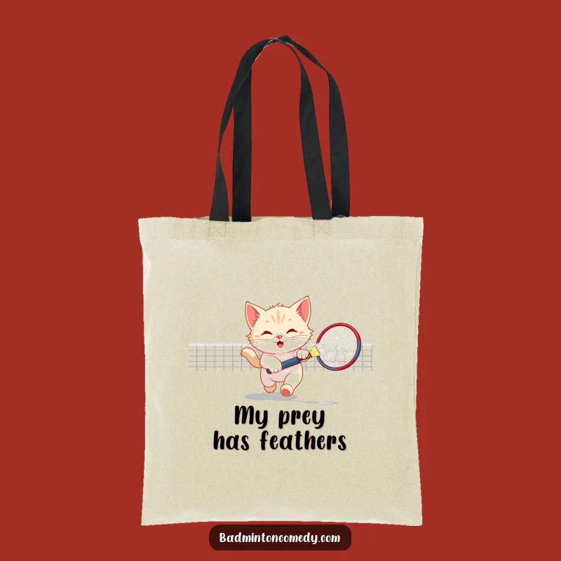 Funny Kitten Badminton Tote Bag - Playful Cat Court Companion Gift