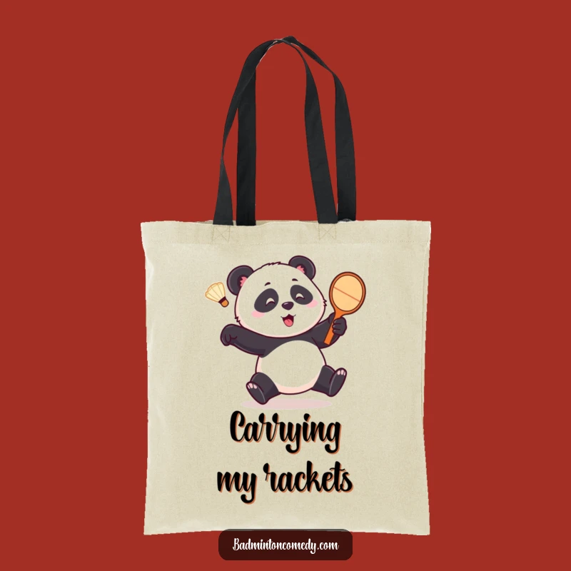 Funny Panda Badminton Chase Tote Bag - Carry Your Gear with Playful Bear's Humor