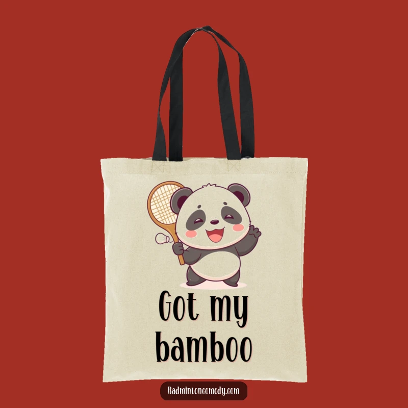 Funny Panda Badminton Tote Bag: Happy Bear Shuttlecock Carryall, Perfect Humorous Gift