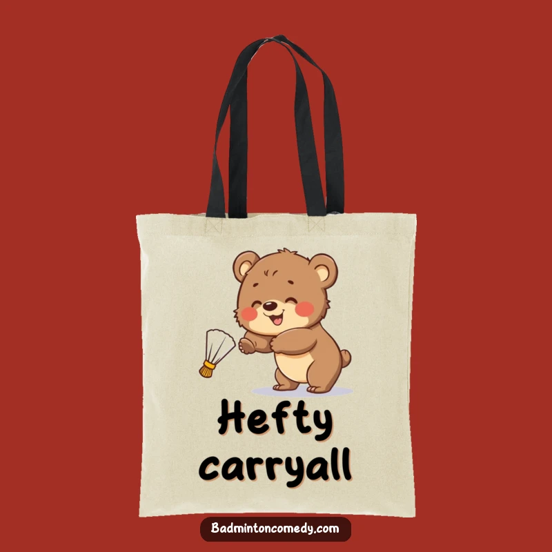 Funny Bear Cub Badminton Tote Bag: Carry Your Gear with Cubby Charm
