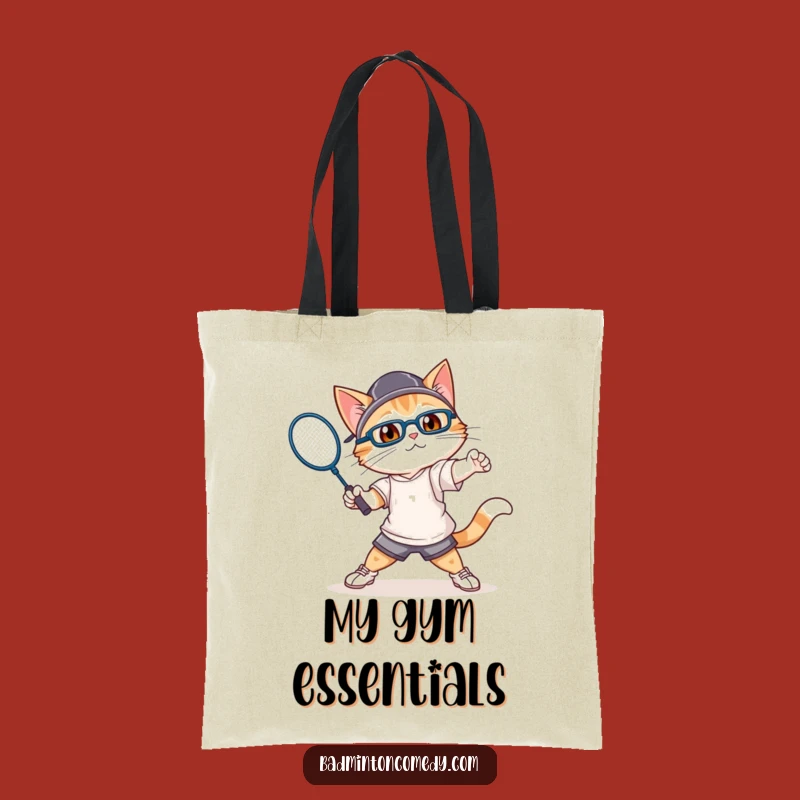Funny Cat Badminton Tote Bag: Carry Your Gear with Athletic Feline Charm